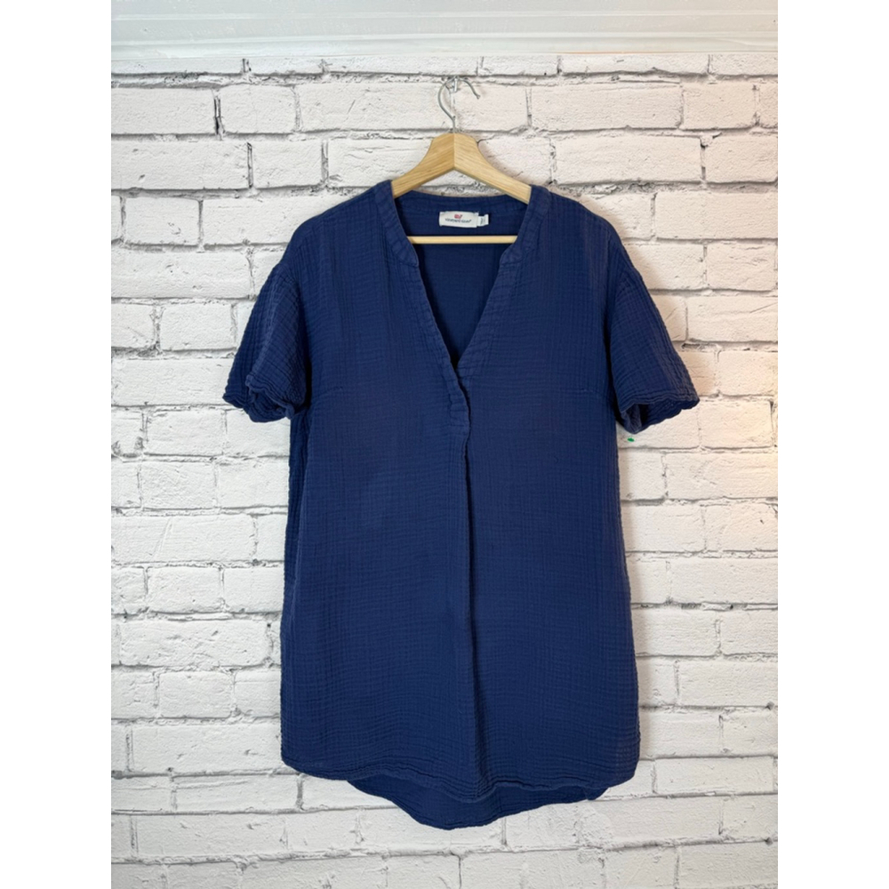 Women's Vineyard Vines Navy Tunic Top Gauze Short Sleeved Size Medium